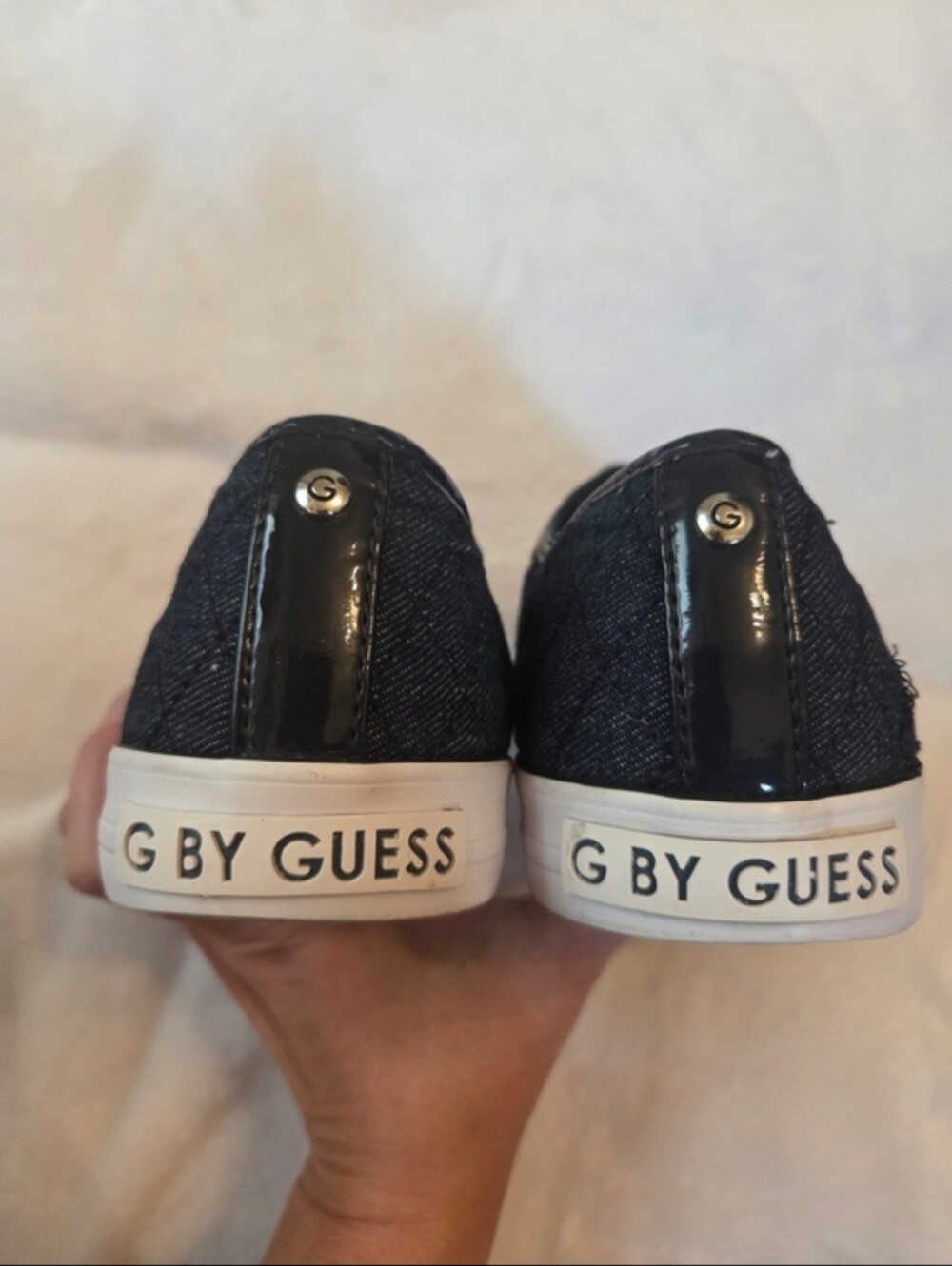 GUESS Denim Quilted Low Top Sneakers for Women - Size 7.5